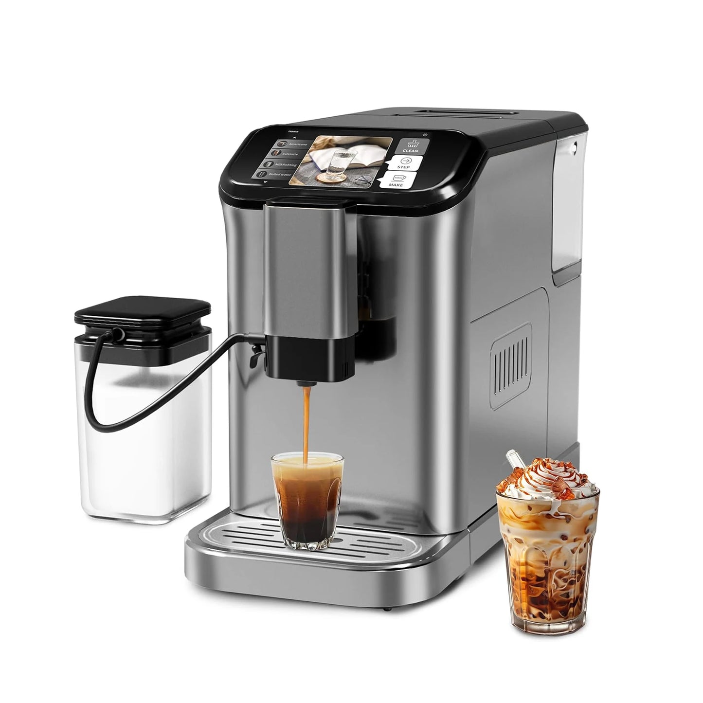 Fully Automatic Espresso Maker 20 Bar Grinder Milk Frother