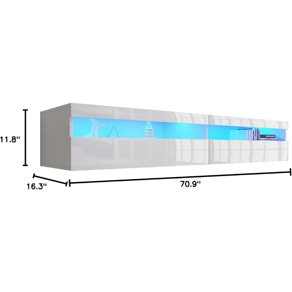 Floating TV Stand with Led Lights, 71 Inch Wall Mounted Shelf