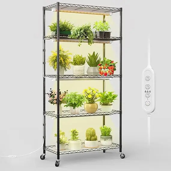 Five Tier Adjustable LED Grow Light Plant Stand 4x30W 5000K