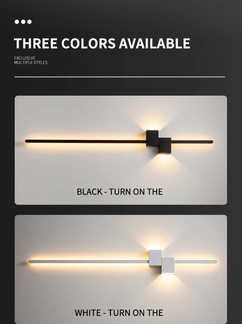 New Modern Minimalist Wall Lamp Black/Gold LED Wall Light Home Decorative Bedside Corridor Sofa Backgroung Wall Fixture