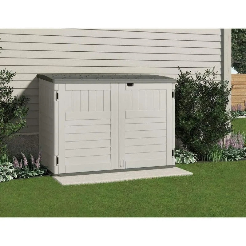 Horizontal Stow-Away Storage Shed Natural Wood-like Outdoor Storage