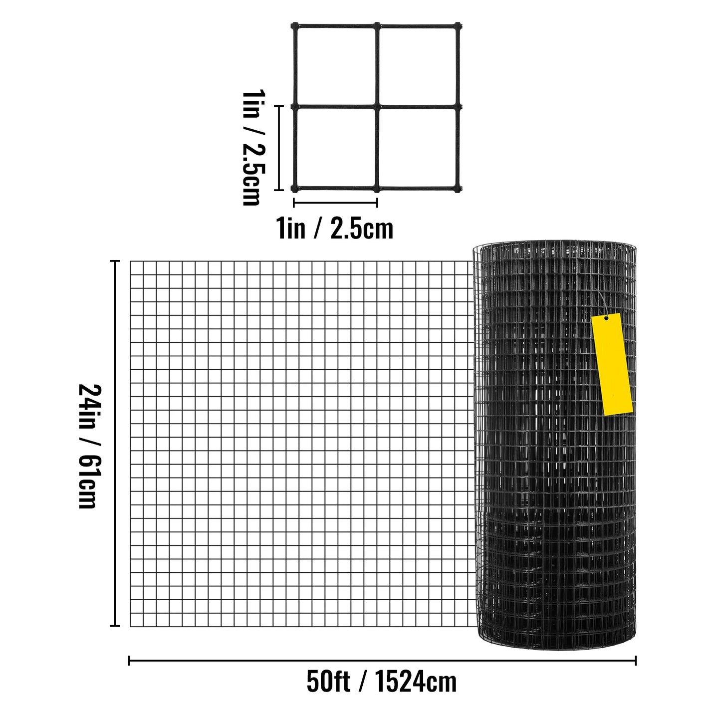 Welded Wire Vinyl Coated Chicken Mesh 1x1 16 Gauge 24x50