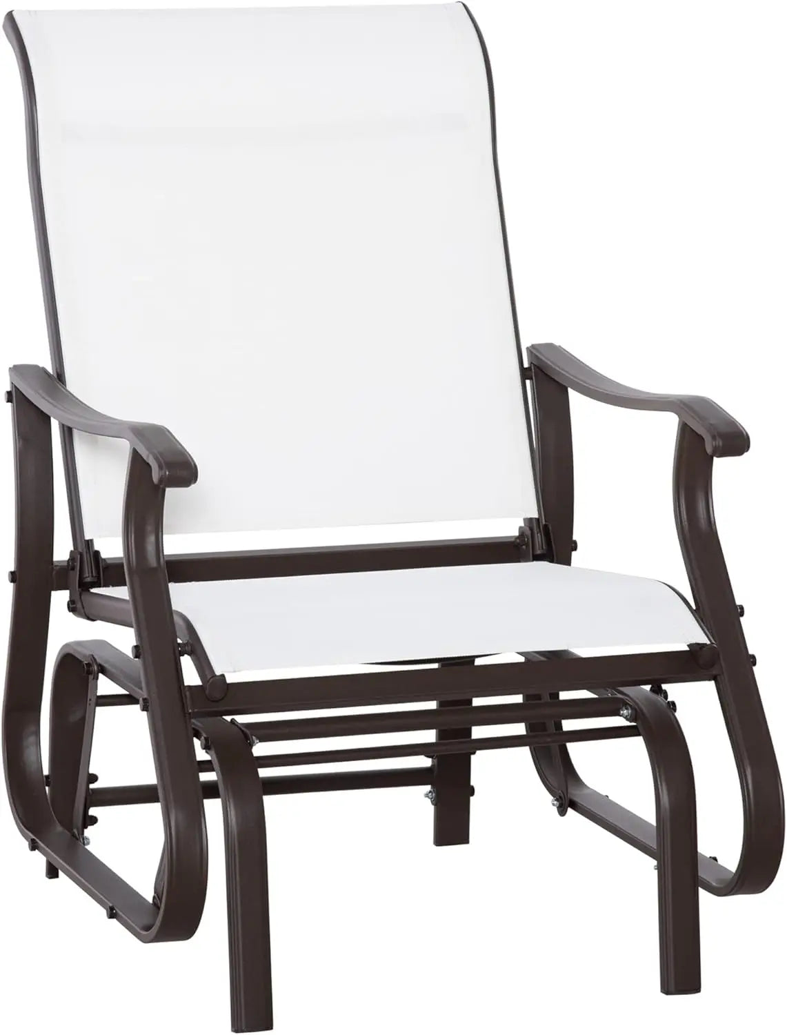 Outdoor Glider Chair With Steel Frame And Mesh Fabric
