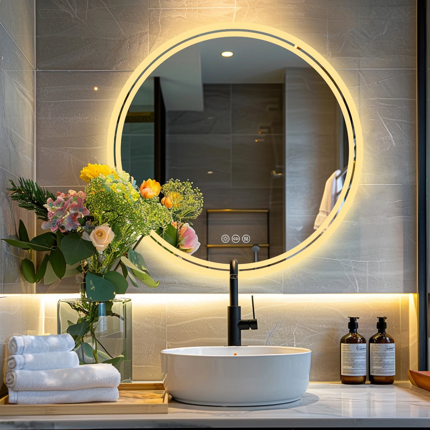 Bathroom LED Mirror Backlit Wall Mounted Anti Fog IP65