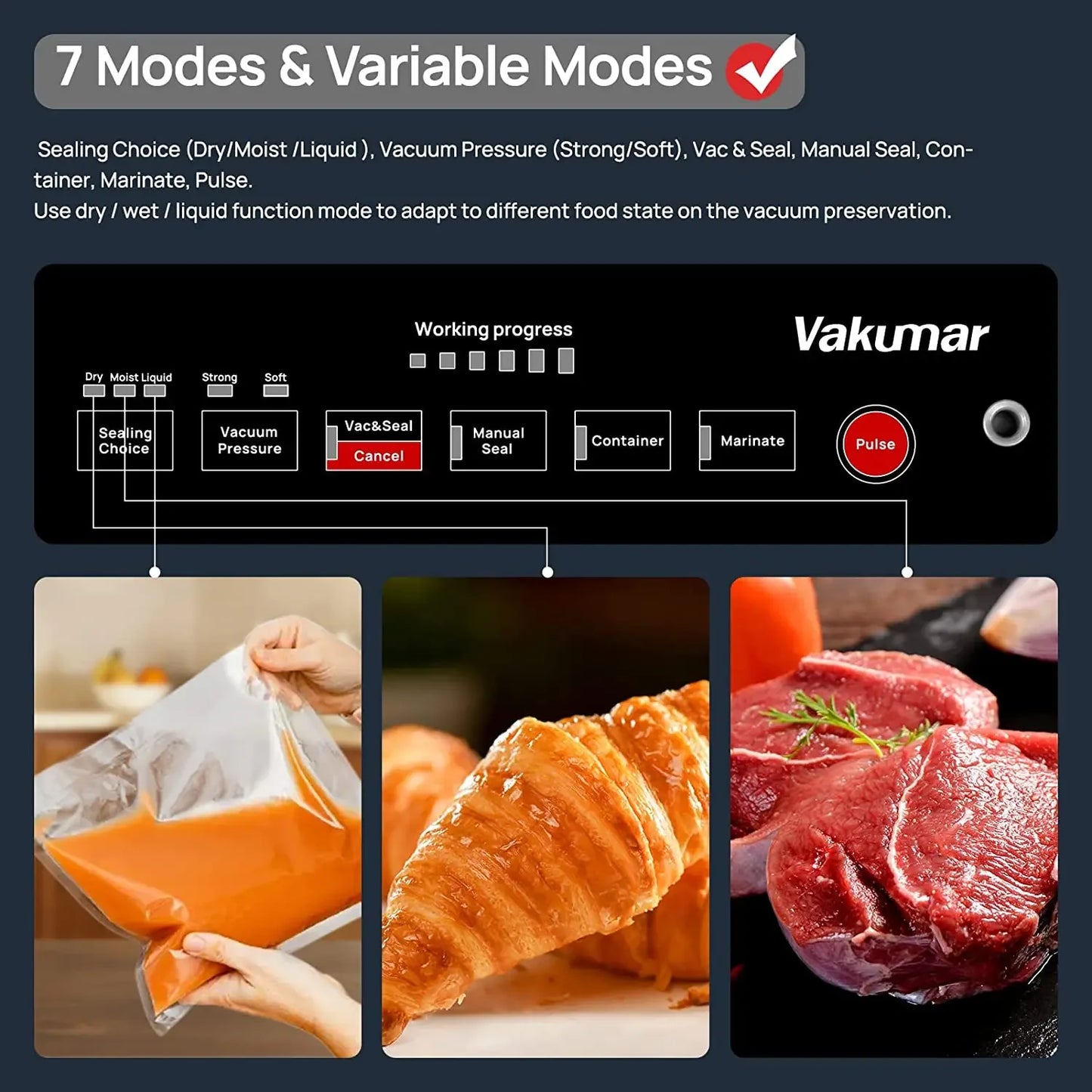 Vakumar VH5186 Kitchen Automatic Commercial Food Vacuum Sealer Packaging Machine Include 2 Rolls