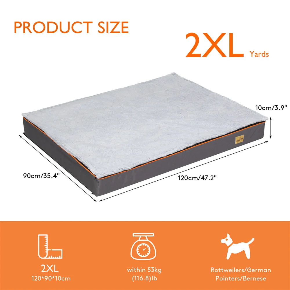 Premium Large Orthopedic Memory Foam Dog Bed Waterproof Pet Dog Crate Jumbo Mattress with Orange Trim