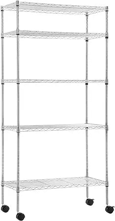 Metal Wire Shelving Unit With Wheels 4 Tier Garage Storage