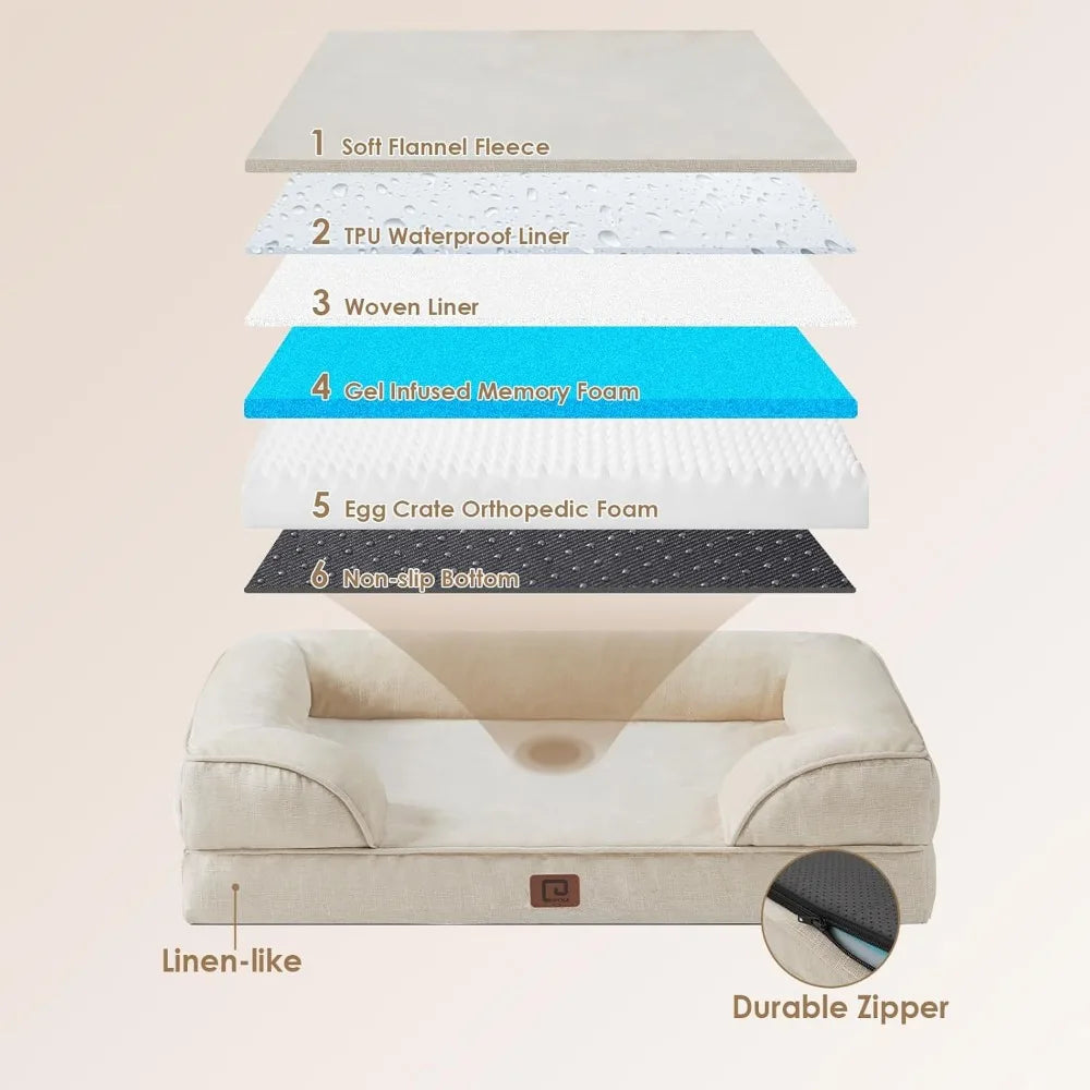 Waterproof Memory Foam XL Dog Bed with Sides and Cover
