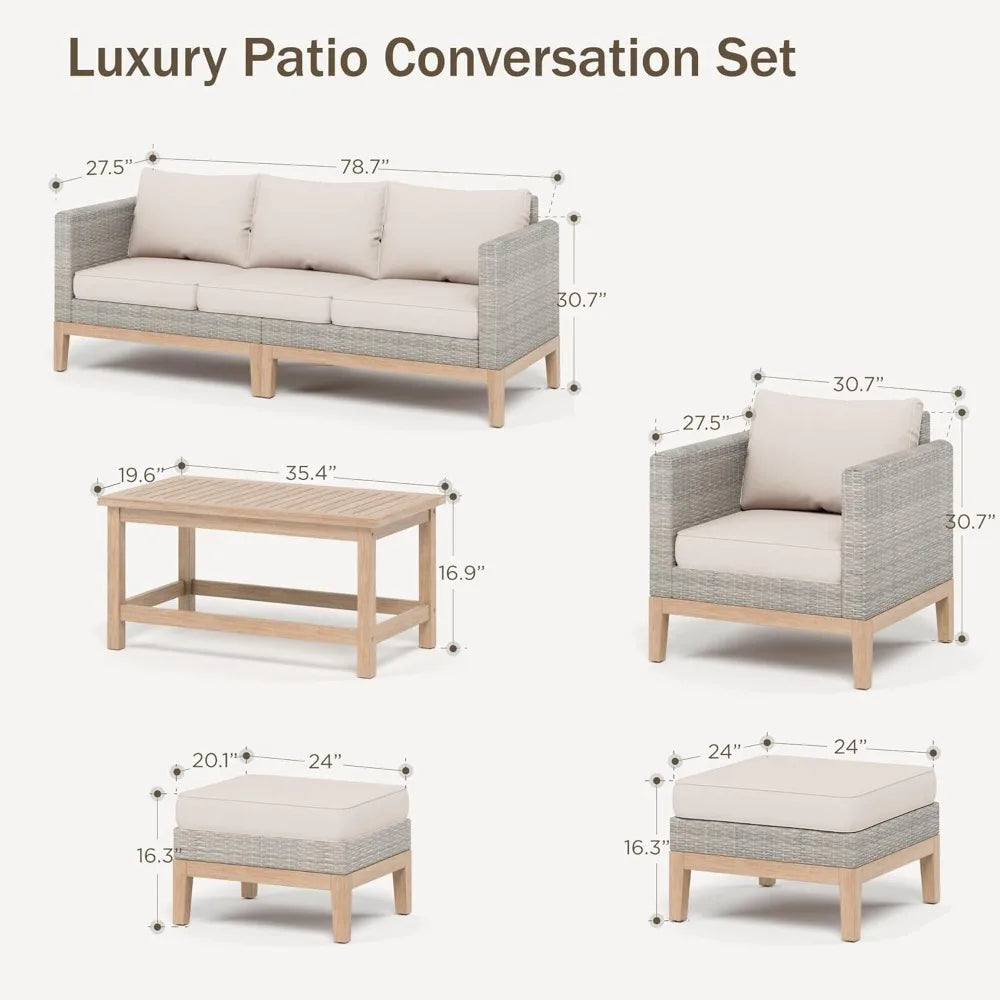 Outdoor Wicker Patio Conversation Set With Coffee Table