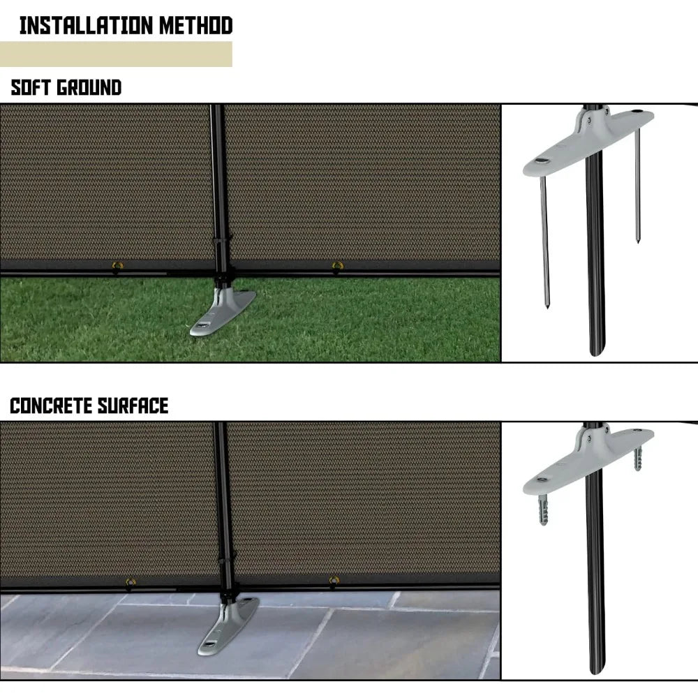 5x60 Outdoor Privacy Fence With Iron Poles Ground Spikes