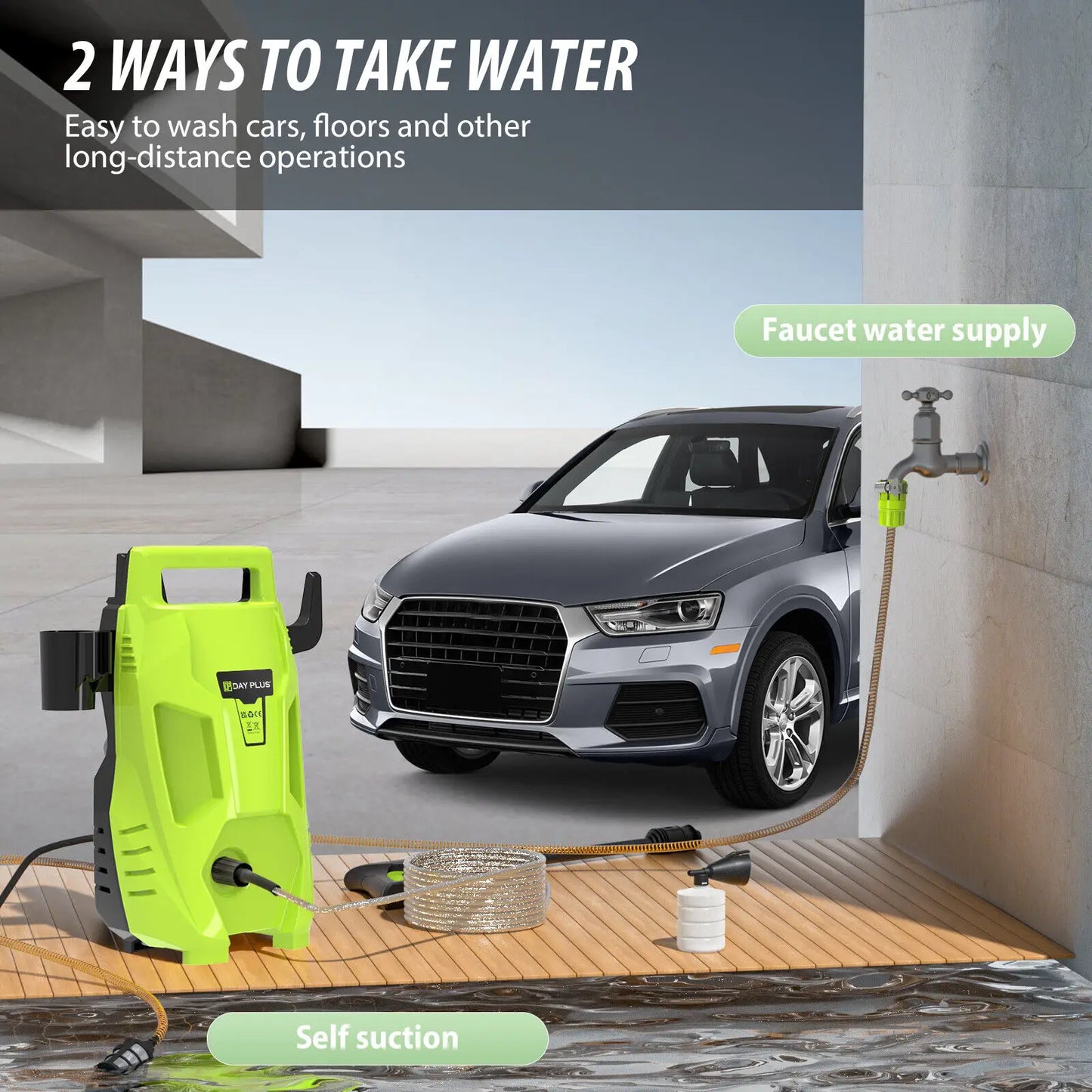 Pressure Washers 2200W 180Bar with 3 In 1 Adjustable Nozzle & 7m Hose, Jet Washers for Cleaning Cars, Driveways, Patios, Fences