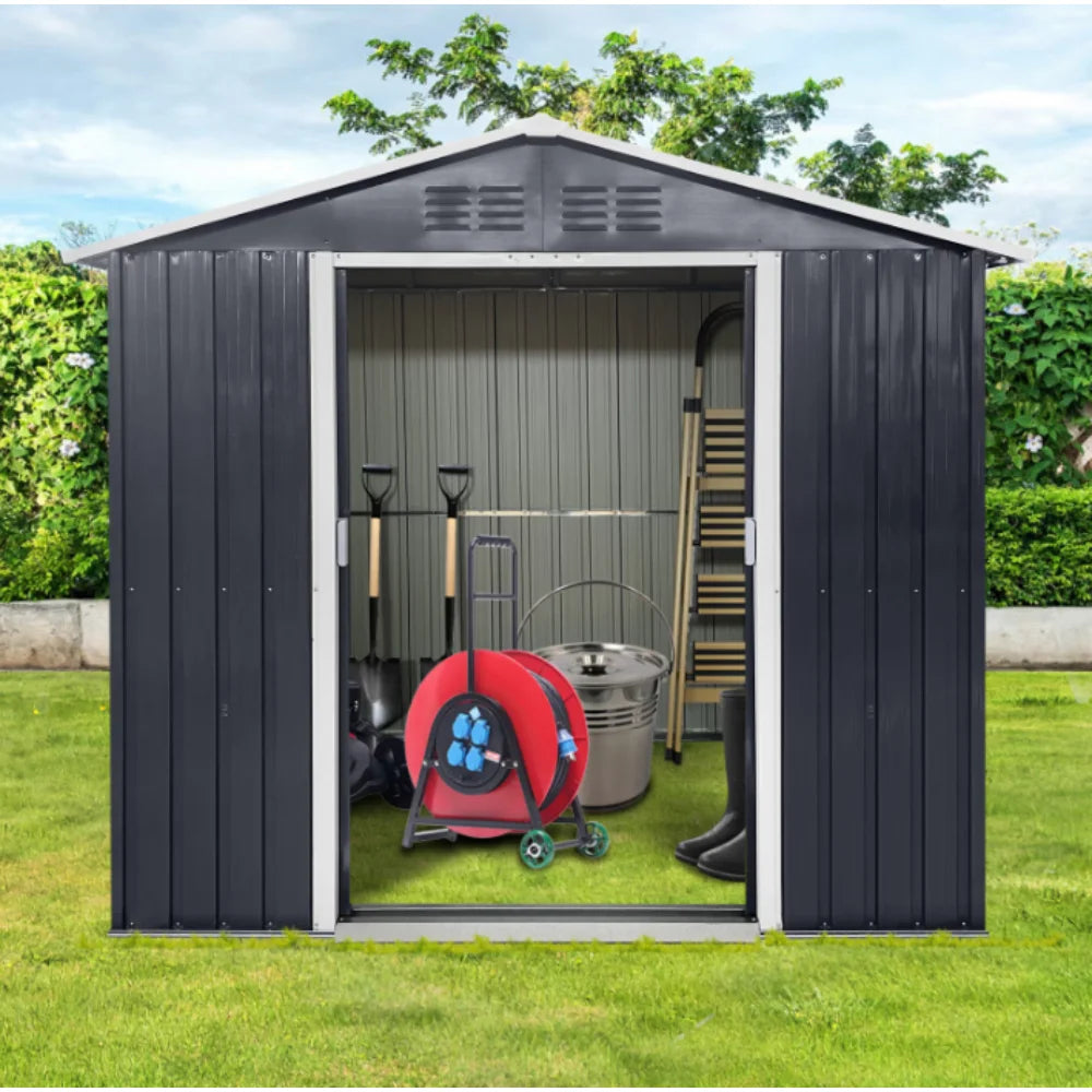 7ftx4.3ft Grey Metal Sheds Garden Storage With Window