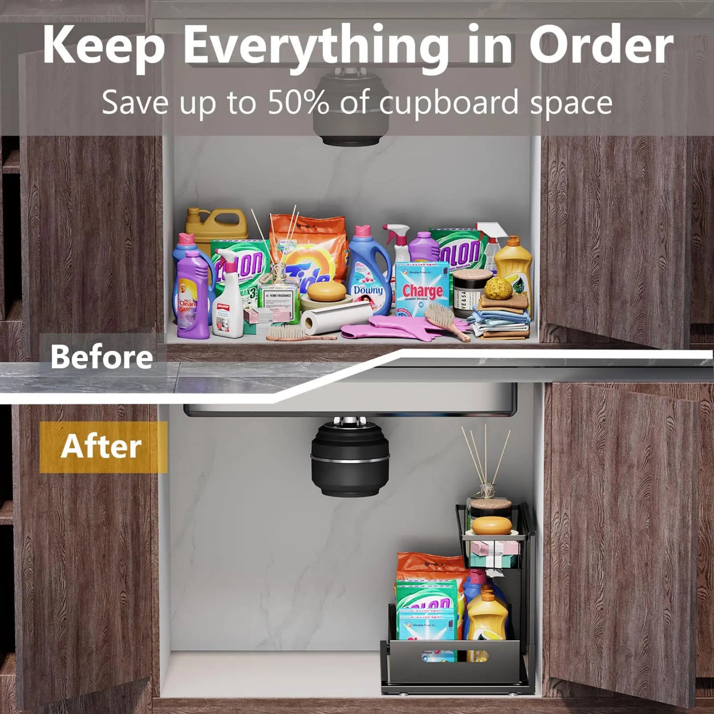 Under Sink Organizers And Storage 2 Tier Slide Out Metal Cabinet