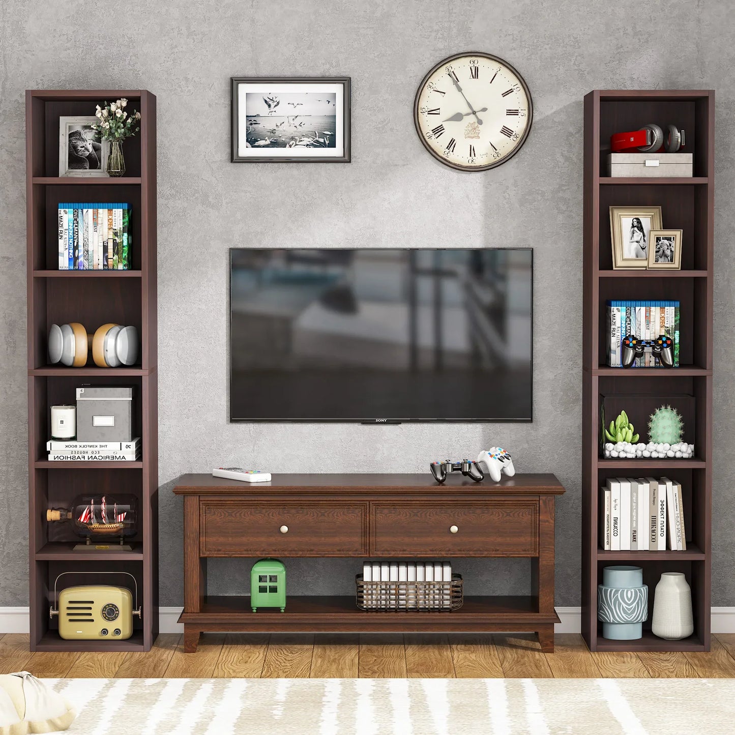 Tribesigns 70.9 Inch Tall Narrow Bookcase, Rustic Corner Bookcase with Storage, 6 Tier Cube Display Shelves for Home Office