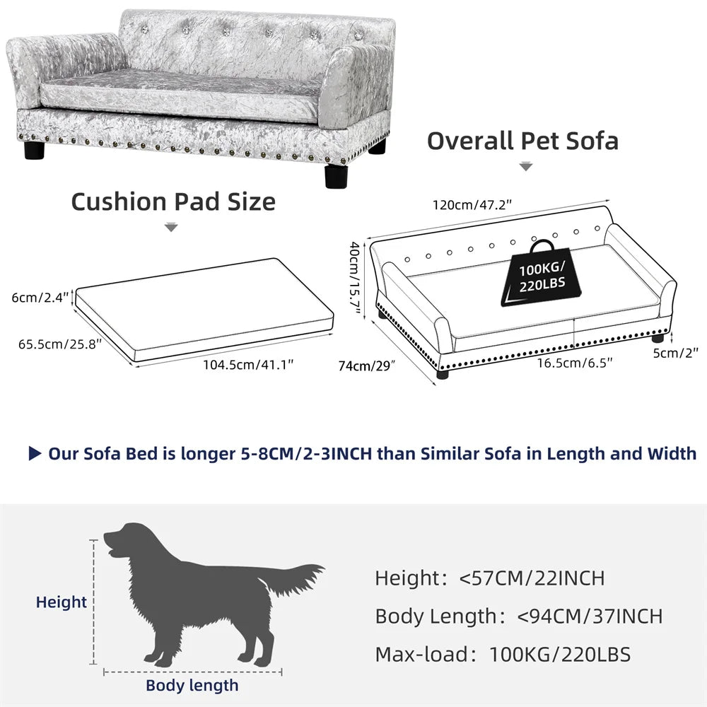 Heavy Duty Pet Sofa Large Raised Dog Bed Cushioned Lounge Bed