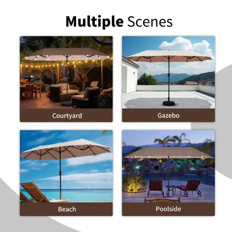13 Ft Solar LED Patio Umbrella with 36 Solar Powered Lights