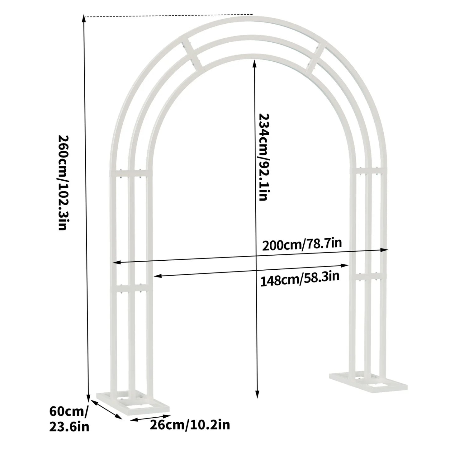 260CM Tall White Wedding Arch Stand Metal Backdrop Garden Arch Frame Pergola Stand Pergola Venues Party Decoration