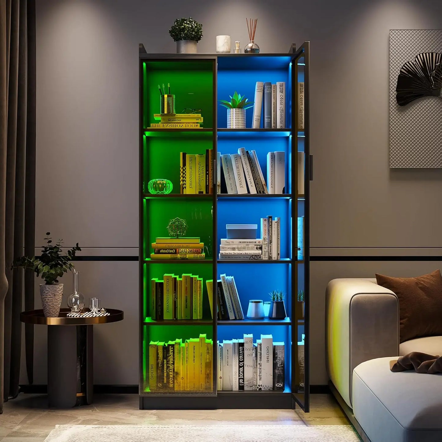 Tall Storage Cabinet up to 70 Inch with Dimmable LED Lights