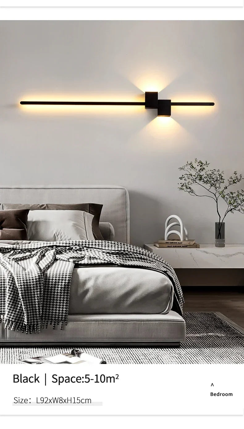 New Modern Minimalist Wall Lamp Black/Gold LED Wall Light Home Decorative Bedside Corridor Sofa Backgroung Wall Fixture