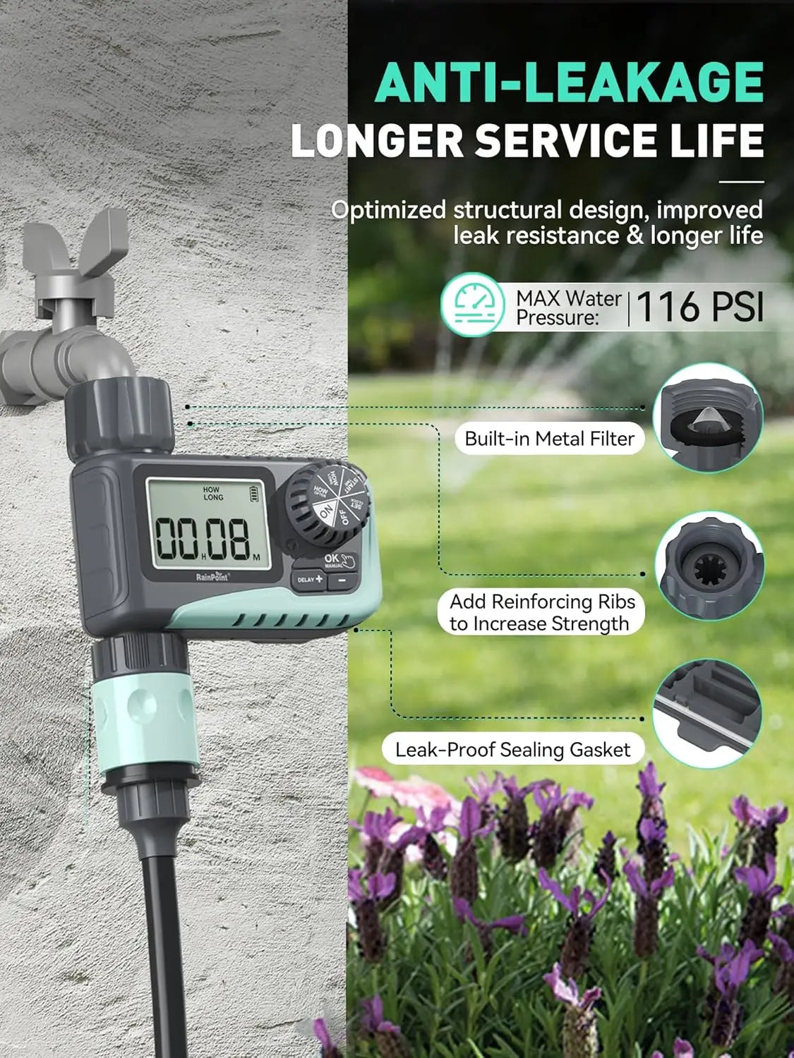 Sprinkler Timer, Programmable Water Timer for Garden Hose