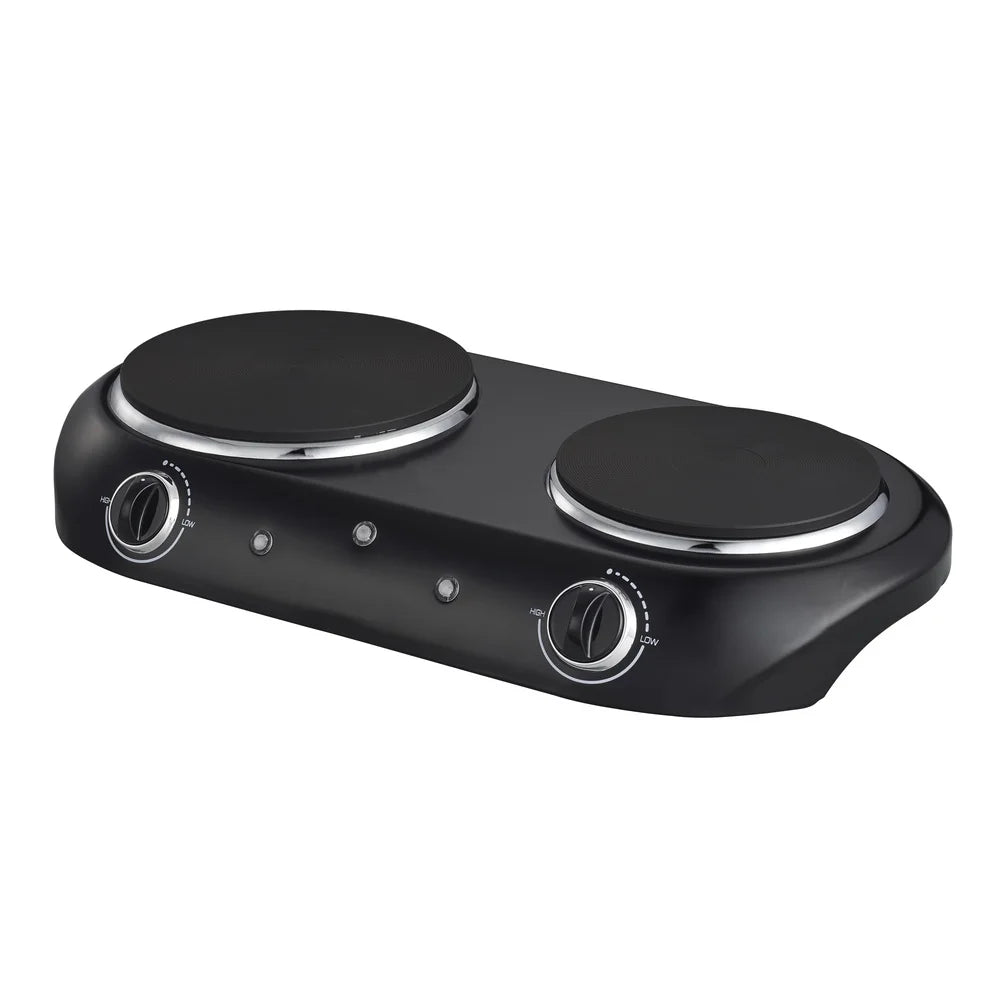1800W Double Burner Electric Cooktop Portable Compact Design Dual Temperature Control Lightweight Cooking Appliance with Safety