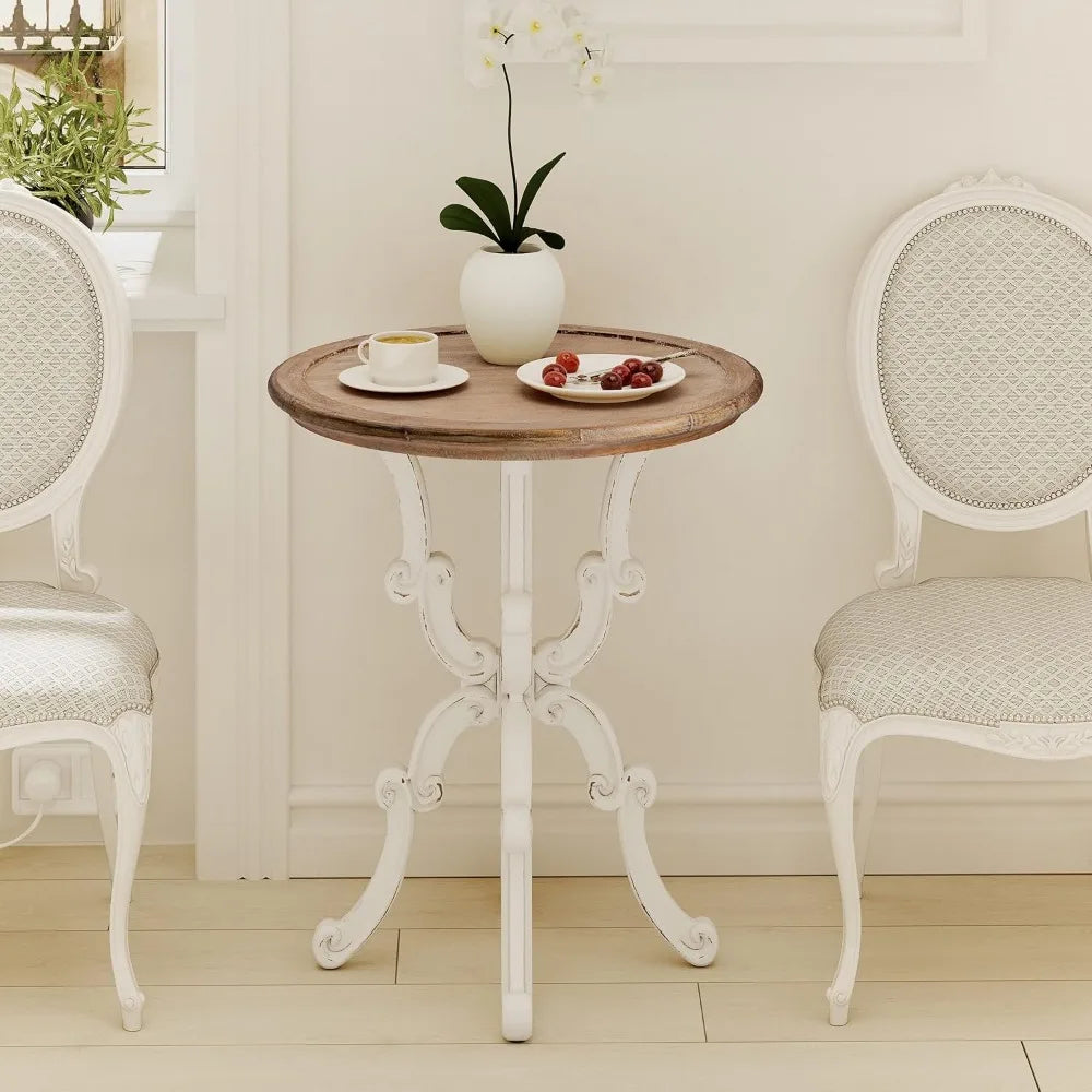 Rustic Accent End Table, Farmhouse Side Table with Natural Top
