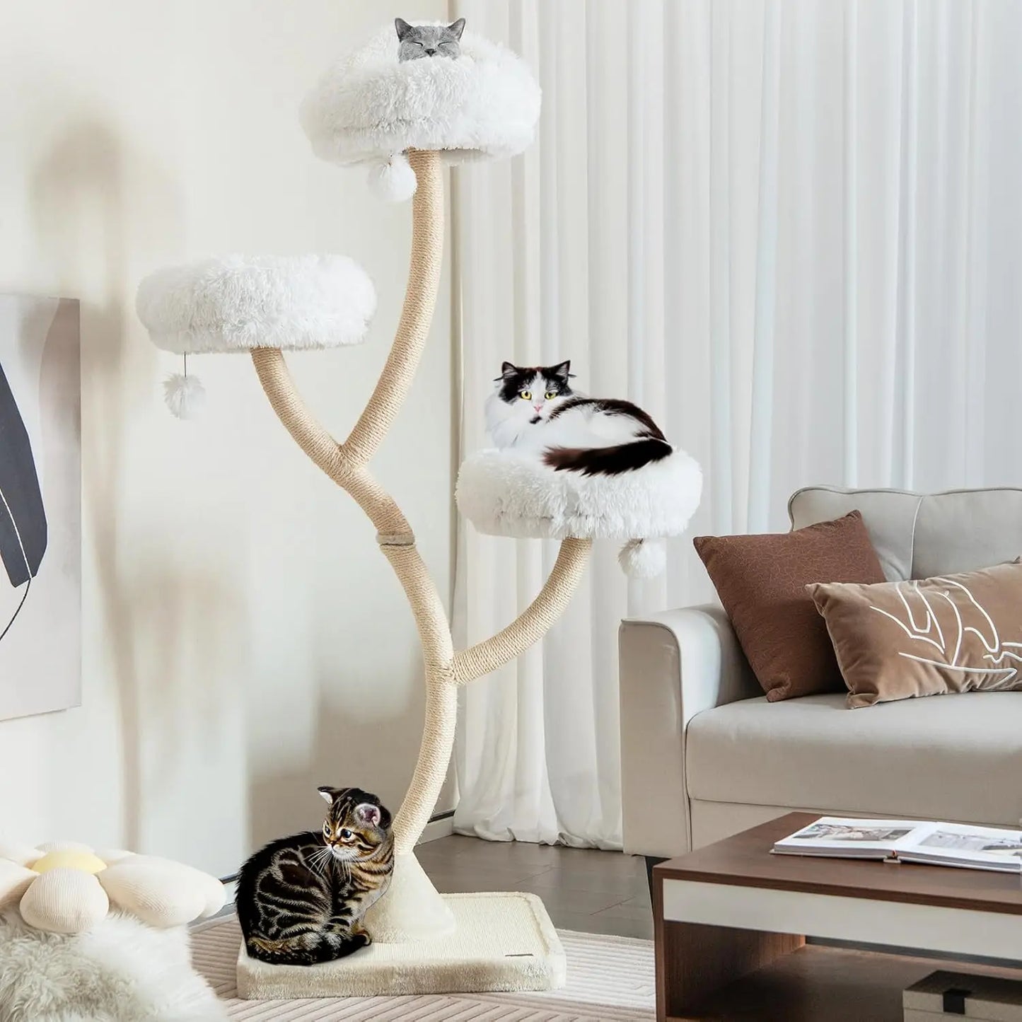 70 Inch Tall Cats Tree Cat Tower with Scratching Posts