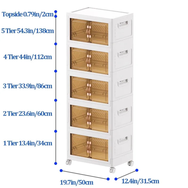 Premium 4 Tier Stackable Plastic Storage Bins with Lids