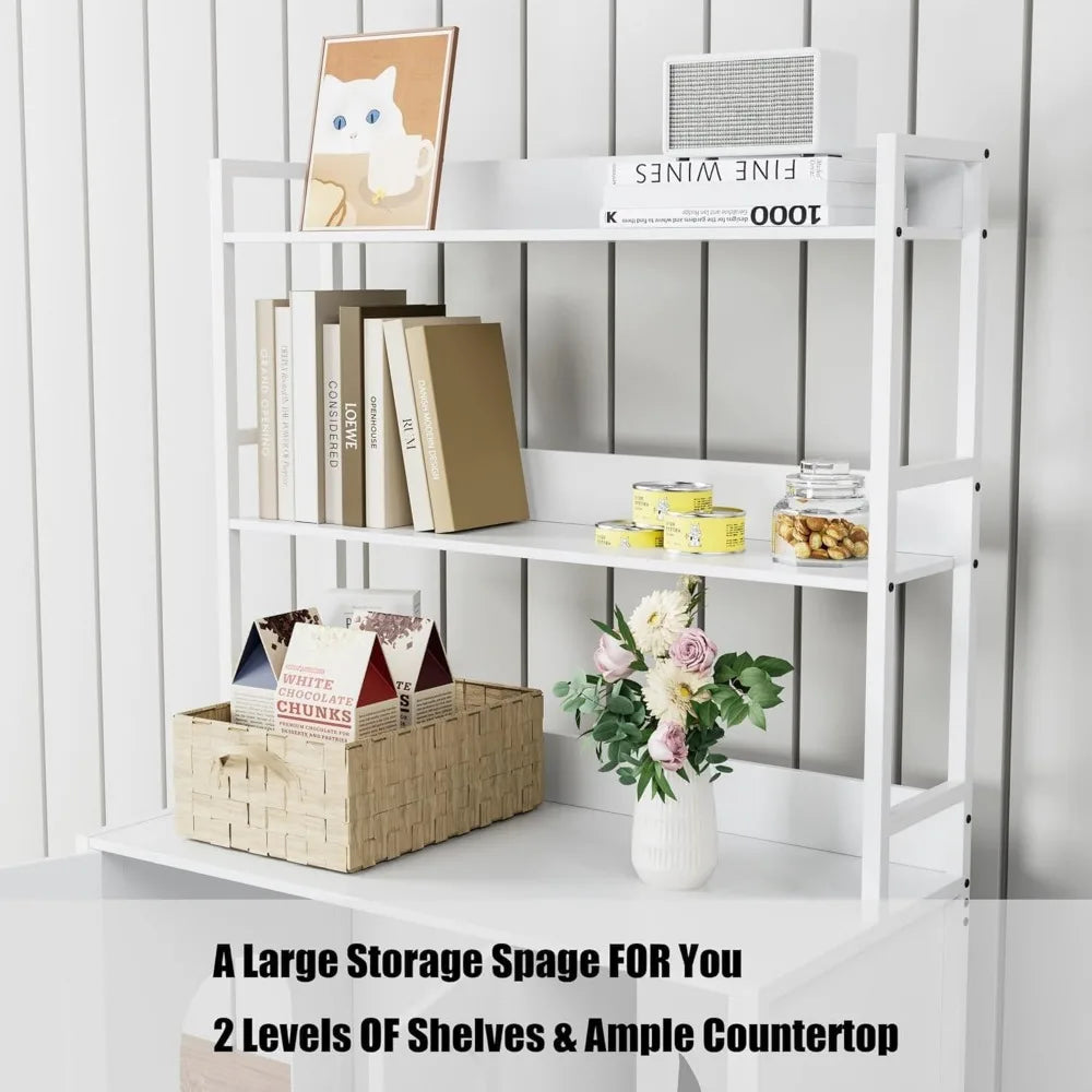 Litter Box Enclosure with 2 Storage Shelves for Cats