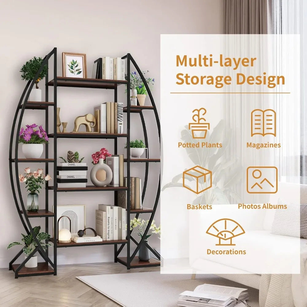 Large Plant Stand Indoor: 70 Inch Half Moon 5 Tier Shelf