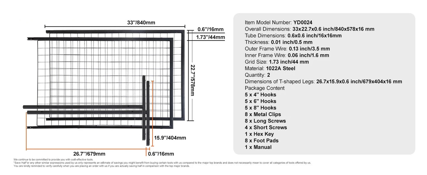 SucceBuy Grid Wall Panels Double Sided Gridwall Racks Hooks