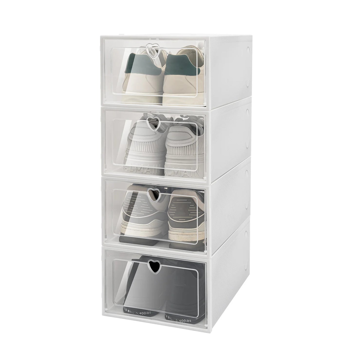 20X Clear Plastic Shoe Storage Boxes Stackable Foldable