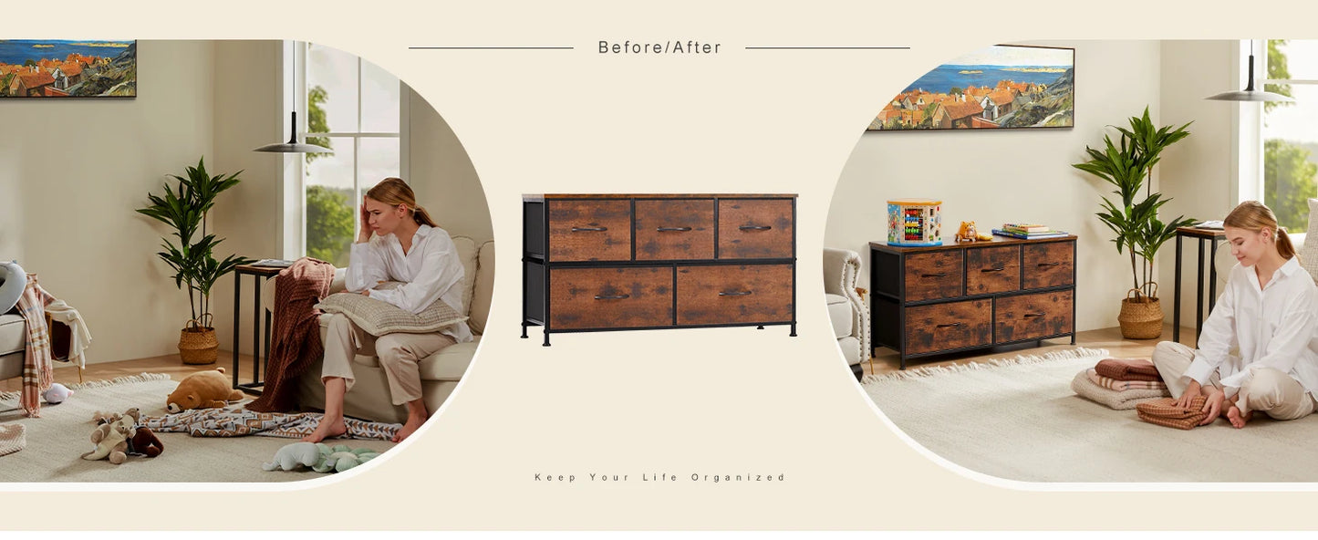 JHK Living Room Wardrobe Display Cabinet Fabric Drawers