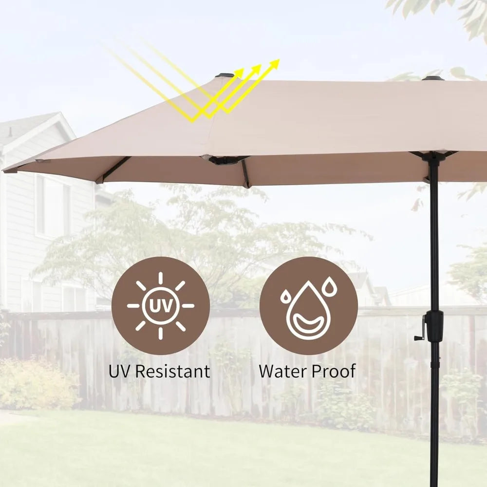 13Ft Large Patio Umbrella With Base Outdoor Double-Sided
