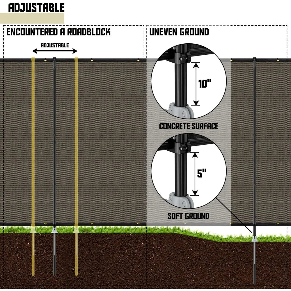 5x60 Outdoor Privacy Fence With Iron Poles Ground Spikes