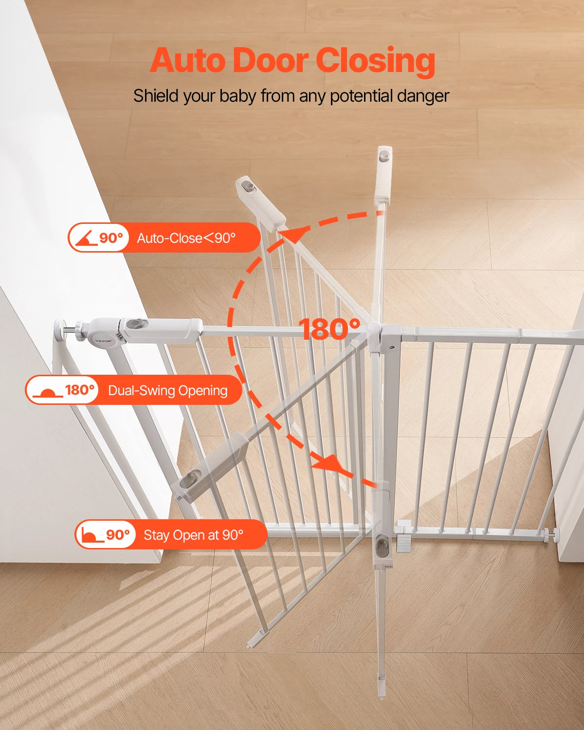 VEVOR Baby Gate 28 30 36 Inch High Walk Thru Pressure Mount