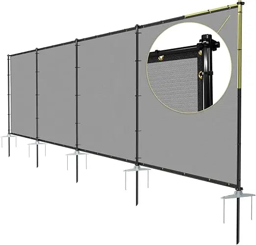 5x60 Outdoor Privacy Fence With Iron Poles Ground Spikes