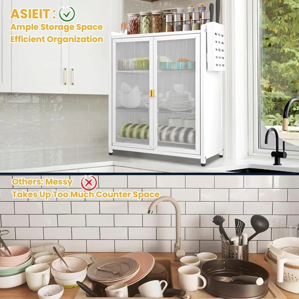Dish Drying Rack 3-Tier for Kitchen Space-Saving Cover Large Storage Shelf Organizer with Drain Tray
