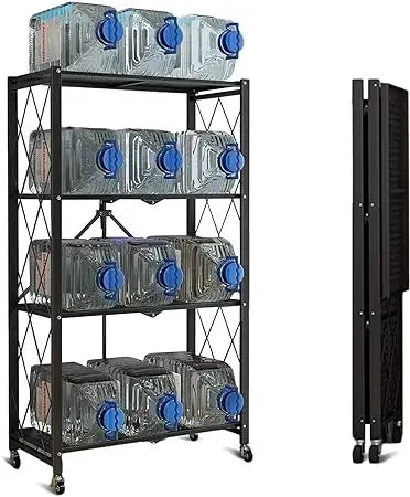 Metal Wire Shelving Unit With Wheels 4 Tier Garage Storage