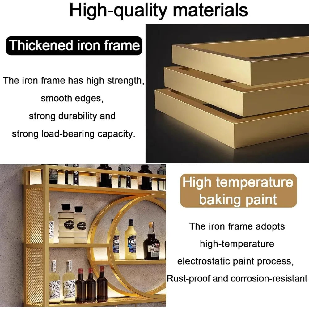 Modern Wine Storage Rack Wall Mounted With LED Light