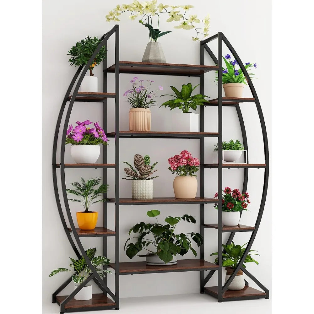 Large Plant Stand Indoor: 70 Inch Half Moon 5 Tier Shelf