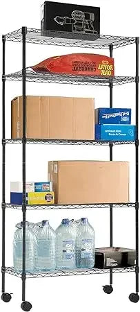 Metal Wire Shelving Unit With Wheels 4 Tier Garage Storage