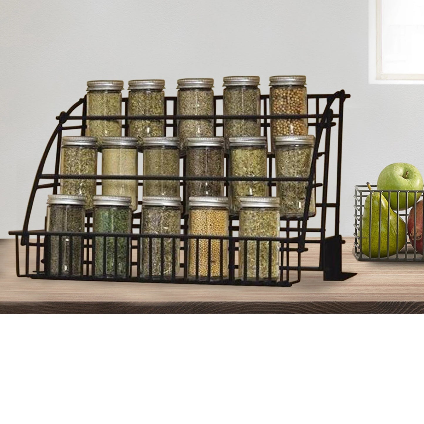 3 Tier Kitchen Pull Down Cabinet Spice Rack Organizer Metal Storage Shelf Stand