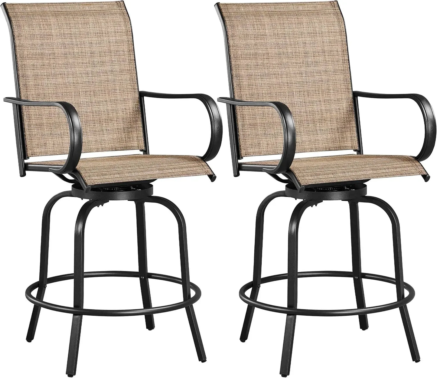Set Of 2 Outdoor Swivel Bar Stools All Weather Garden Patio