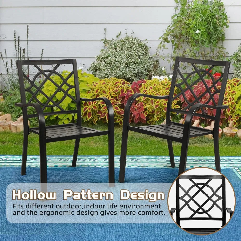 300lbs Patio Chairs Set of 4 Stackable Metal Dining Chairs