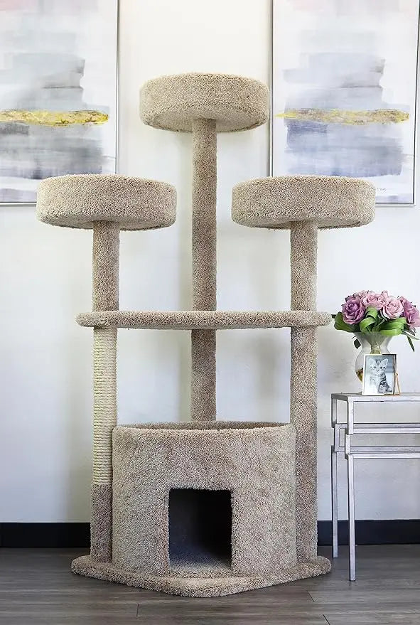 Luxurious Tan Maine Coon Cat Tree House Indoor Ready 130014