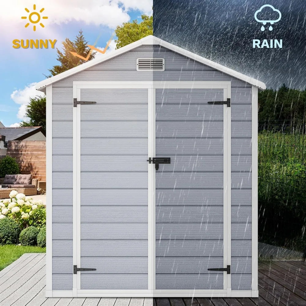 Outdoor Resin Storage Shed with Reinforced Floor Waterproof