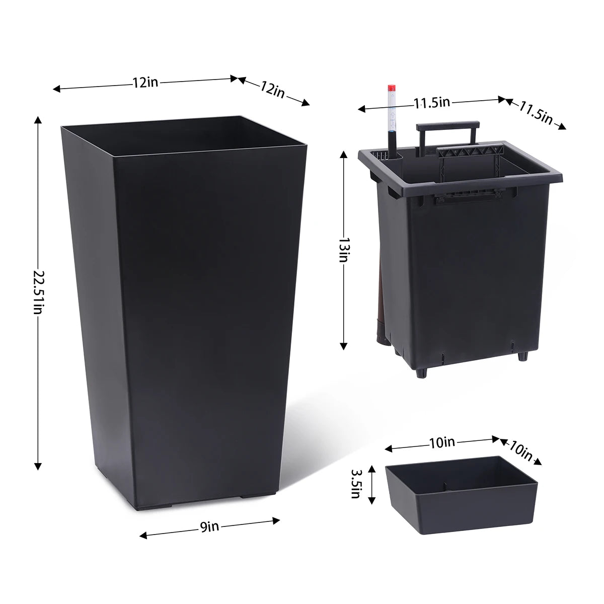 Rectangular Planters Set 2 With Drainage Holes And Level