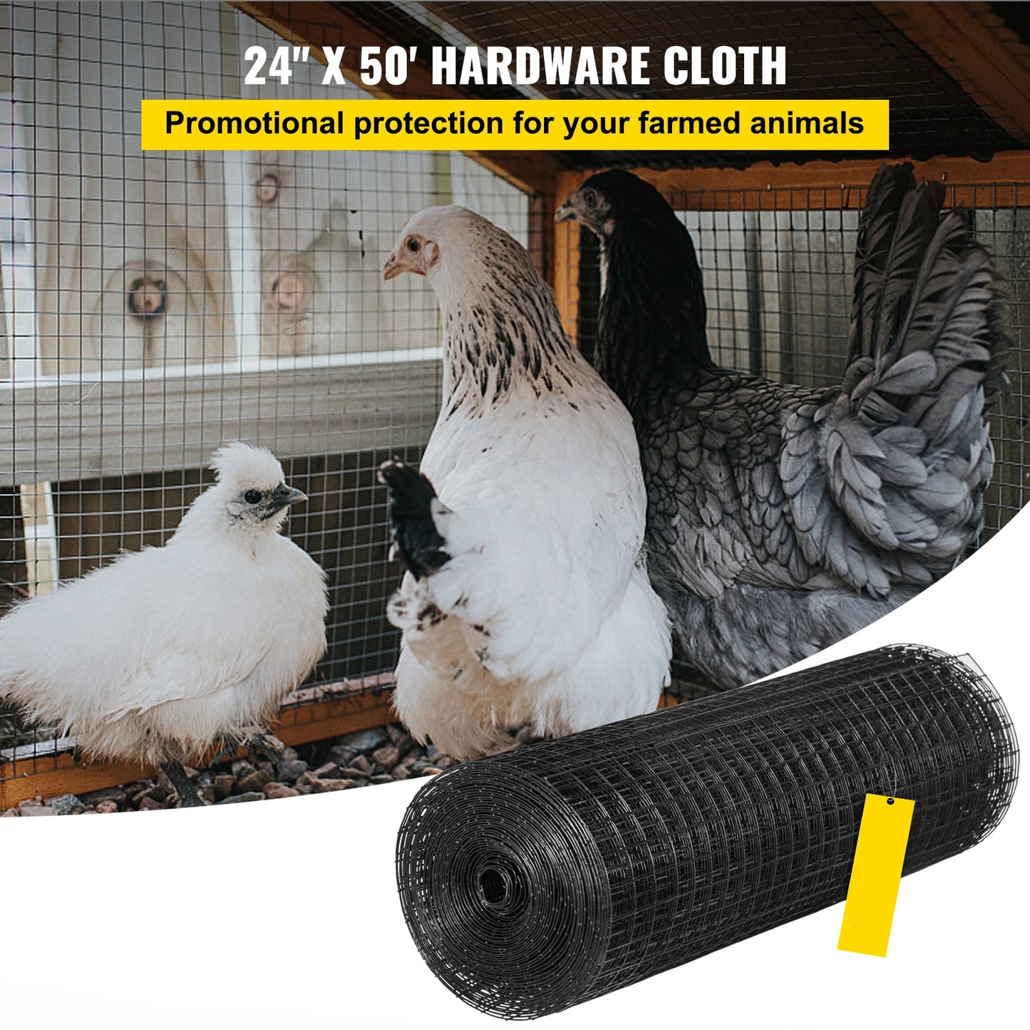 Welded Wire Vinyl Coated Chicken Mesh 1x1 16 Gauge 24x50