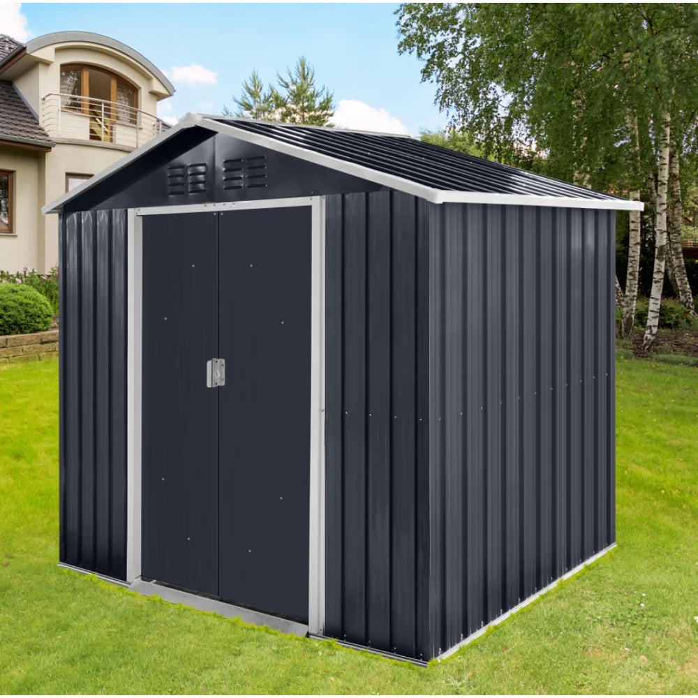 7ftx4.3ft Grey Metal Sheds Garden Storage With Window